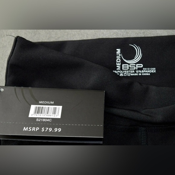 NWT BSP Black cropped Women Leggings slimming side accent 4 Way Stretch … - Picture 2 of 4